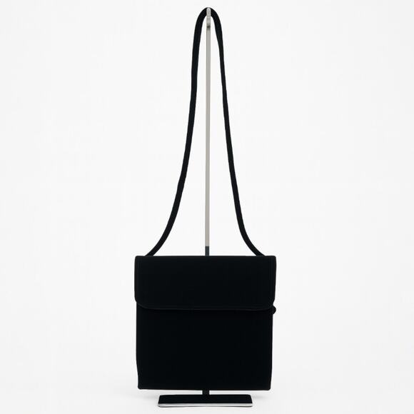 90s CLIFFORD AND WILLS Vintage Black Velvet Leather Crossbody Flap Bag - Picture 11 of 11